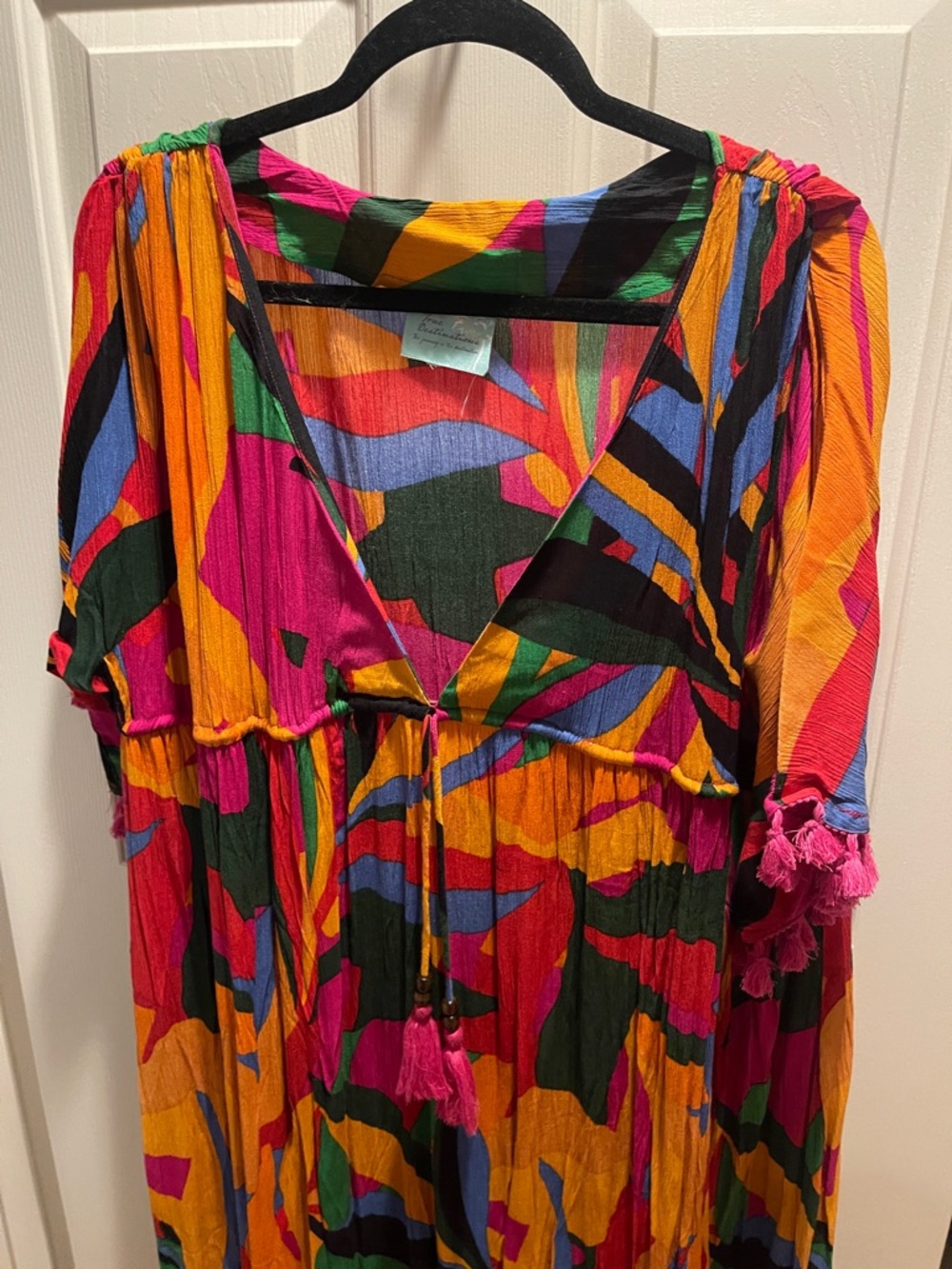Vibrant Multicolor Floral V-Neck Women's Dress - Picture 3 of 6